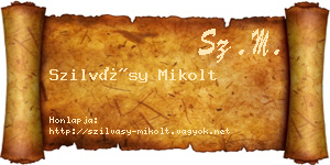 Szilvásy Mikolt névjegykártya